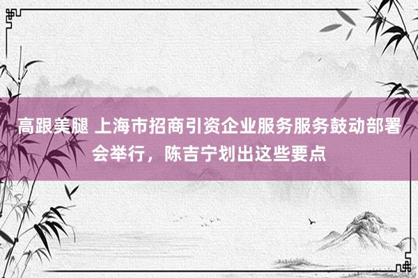 高跟美腿 上海市招商引资企业服务服务鼓动部署会举行，陈吉宁划出这些要点