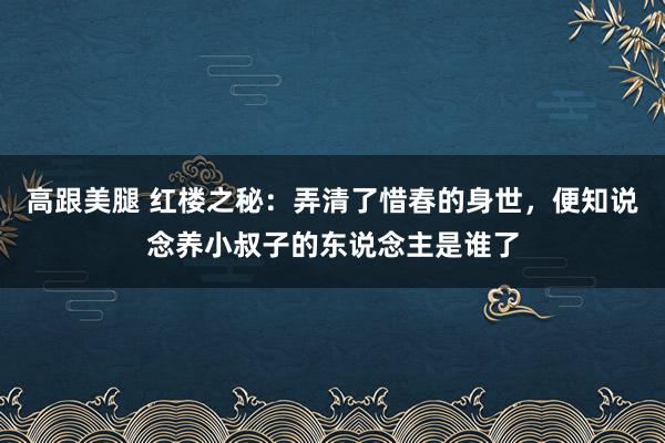 高跟美腿 红楼之秘：弄清了惜春的身世，便知说念养小叔子的东说念主是谁了