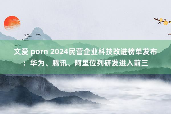 文爱 porn 2024民营企业科技改进榜单发布：华为、腾讯、阿里位列研发进入前三