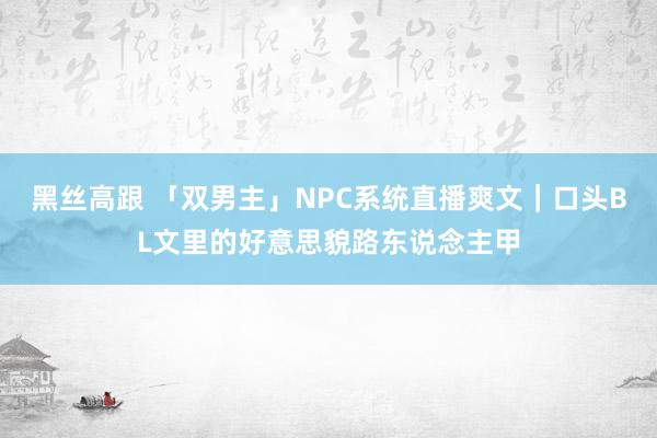 黑丝高跟 「双男主」NPC系统直播爽文｜口头BL文里的好意思貌路东说念主甲