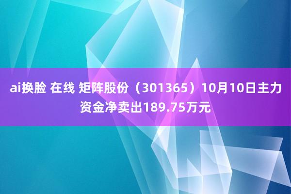 ai换脸 在线 矩阵股份（301365）10月10日主力资金净卖出189.75万元