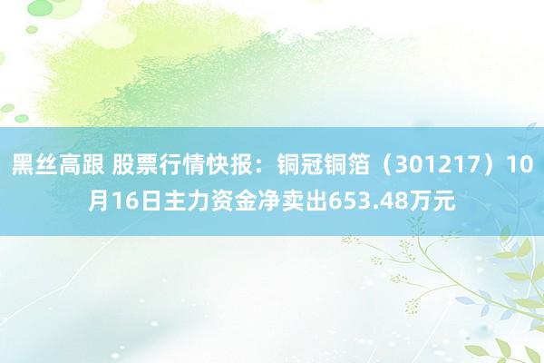 黑丝高跟 股票行情快报：铜冠铜箔（301217）10月16日主力资金净卖出653.48万元