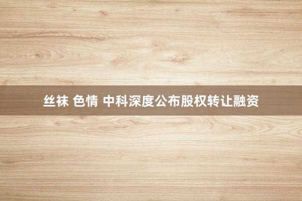 丝袜 色情 中科深度公布股权转让融资