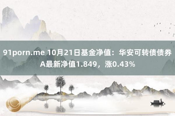 91porn.me 10月21日基金净值：华安可转债债券A最新净值1.849，涨0.43%