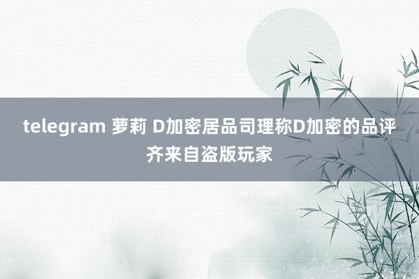 telegram 萝莉 D加密居品司理称D加密的品评齐来自盗版玩家