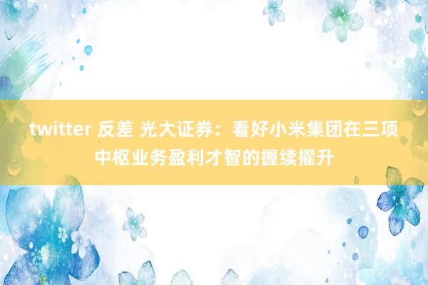 twitter 反差 光大证券：看好小米集团在三项中枢业务盈利才智的握续擢升