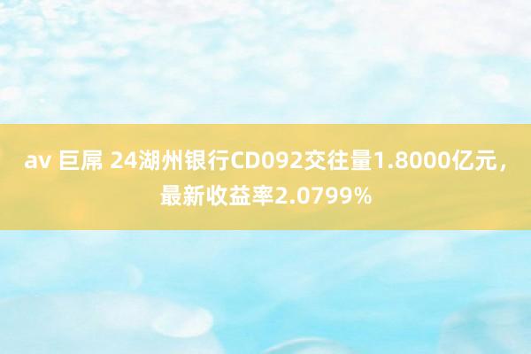 av 巨屌 24湖州银行CD092交往量1.8000亿元，最新收益率2.0799%