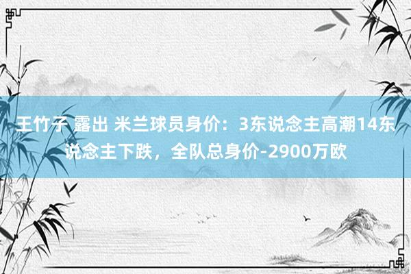 王竹子 露出 米兰球员身价：3东说念主高潮14东说念主下跌，全队总身价-2900万欧