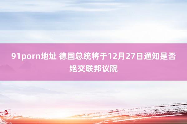 91porn地址 德国总统将于12月27日通知是否绝交联邦议院