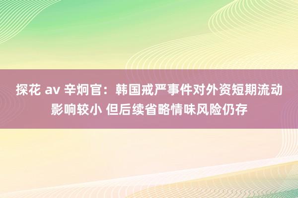 探花 av 辛炯官：韩国戒严事件对外资短期流动影响较小 但后续省略情味风险仍存