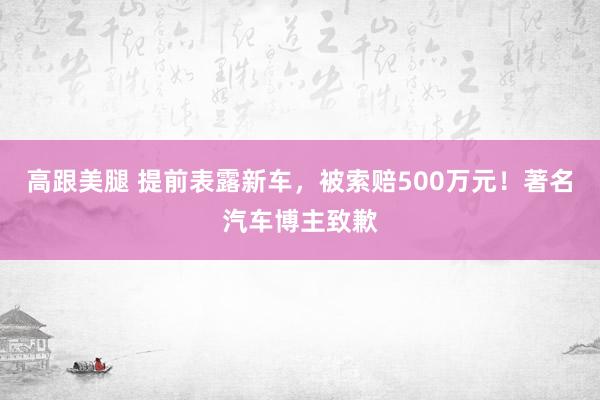 高跟美腿 提前表露新车，被索赔500万元！著名汽车博主致歉