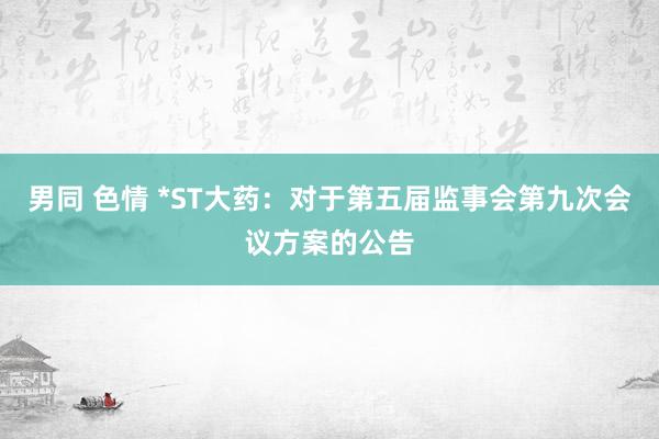 男同 色情 *ST大药：对于第五届监事会第九次会议方案的公告