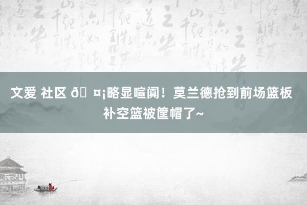 文爱 社区 🤡略显喧阗！莫兰德抢到前场篮板 补空篮被筐帽了~