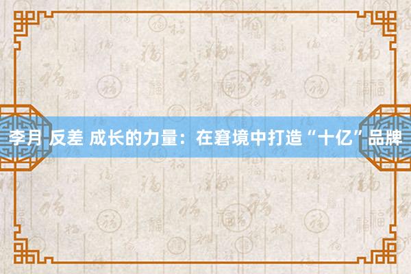 李月 反差 成长的力量：在窘境中打造“十亿”品牌